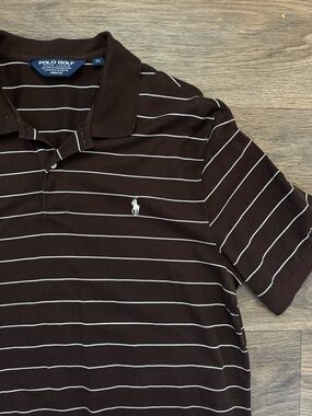 Polo Golf Ralph Lauren Brown Polo with White Stripes 100% Pima Cotton